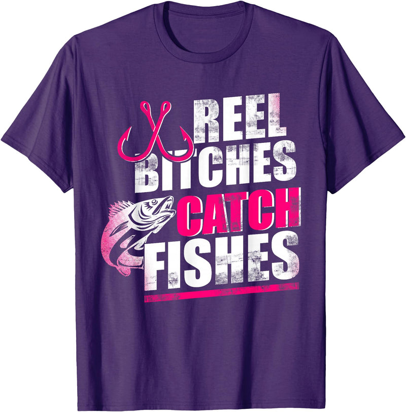Reel Bitches catch fishes tee Reel Bitches Catch Fishes Funny Fishing T-Shirt - Purple
