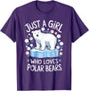 Polar Bear Love Designs Clothing & Co. Just A Girl Who Loves Polar Bears Cute Bear Lover Animal T-Shirt - Purple
