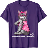 Nad-In October We Wear Pink Funny Cat Pink Ribbon In October We Wear Pink Breast Cancer T-Shirt