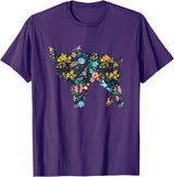 Animal Hog Floral Silhouette Pig Lover Floral Piglet Silhouette Womens Girls Graphic Pig T-Shirt - Purple
