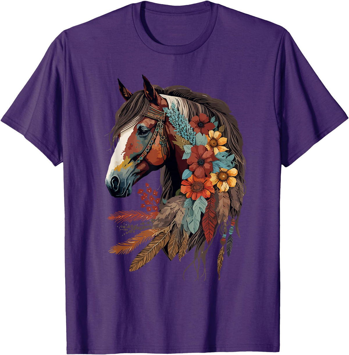 Just a girl who loves horses Co. Equestrian Horse Girl Western CowGirl Horseback Riding Theme T-Shirt - Purple