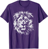 Älion. lion. Kids Unisex Black Lion Graphic Modern V-Neck T-Shirt - Purple