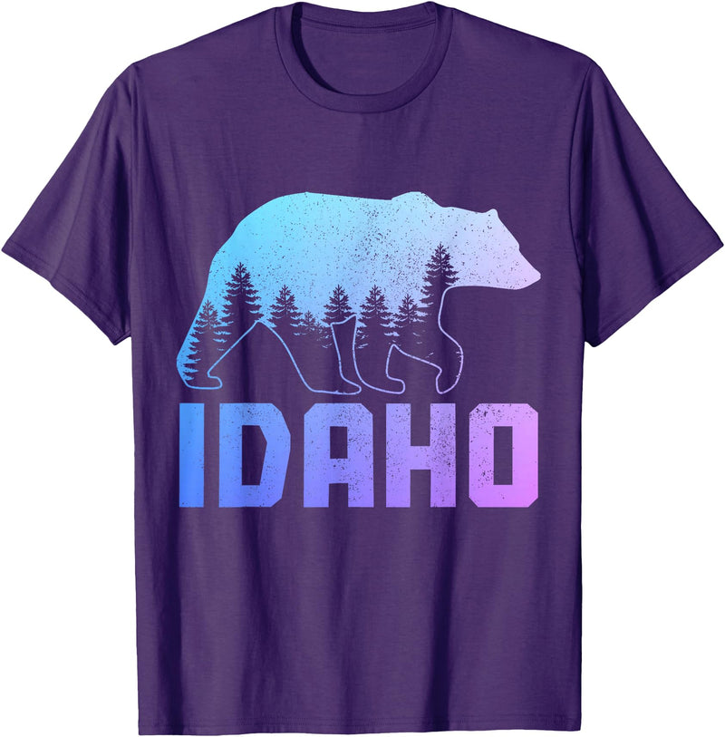 We Love Idaho Idaho Bear Grizzly Pride Outdoor Hiking Nature Vintage T-Shirt - Purple