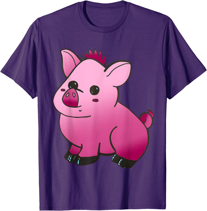 Repugly Hubert the Wobbly Pig T-Shirt - Purple