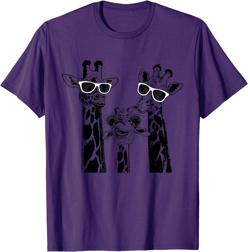 Cool Giraffe Summer Vacation Giraffe Family Matching Summer Sunglasses Vacation Safari T-Shirt - Purple