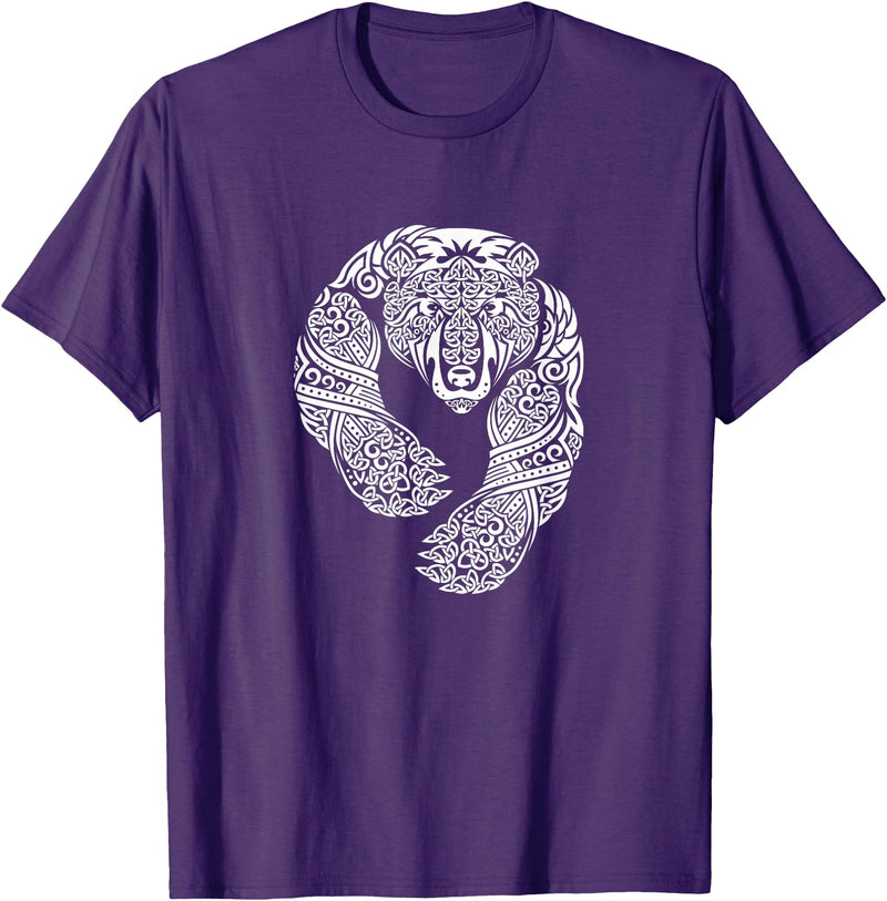 CELTIC KNOTWORK TRIBAL TATTOO BEAR TEES CELTIC KNOTWORK TRIBAL TATTOO BEAR T-SHIRT T-Shirt - Purple