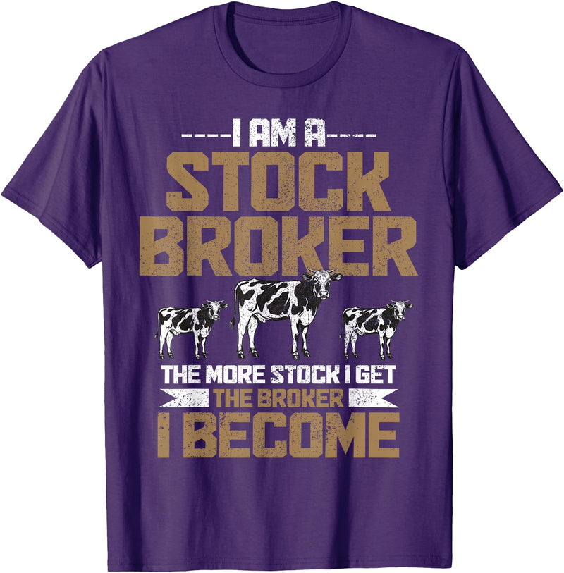 Funny Farmer Apparel Funny Farmer Rancher Stock Broker Cattle Farming Cow Farm T-Shirt - Purple
