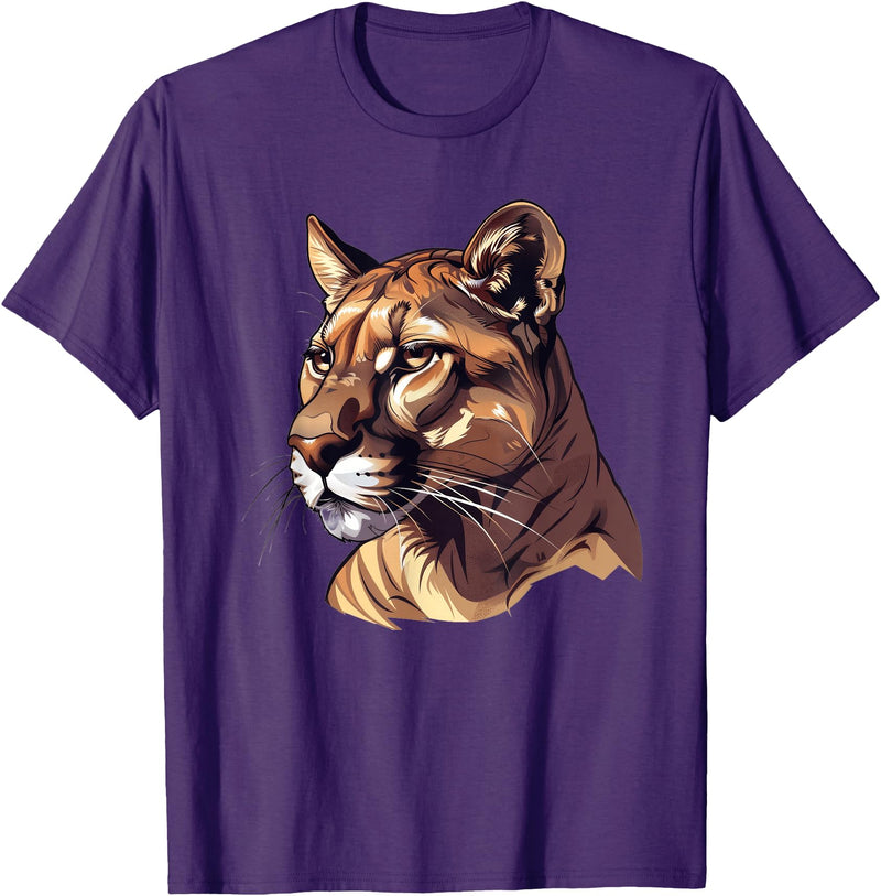Mountain Lion Cougar Panther Catamount Designs Mountain Lion Caricature T-Shirt - Purple
