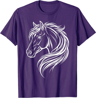 Horse Silhouette Farm Animal Graphic Horses Cute Horse Silhouette Art Equestrian Farm Animal Horse Lover T-Shirt - Purple