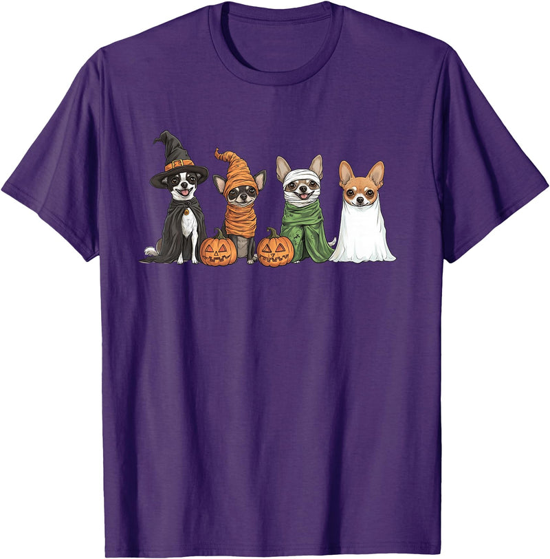 Cute Fall Chihuahua Dog Owner Halloween T-Shirt - Purple