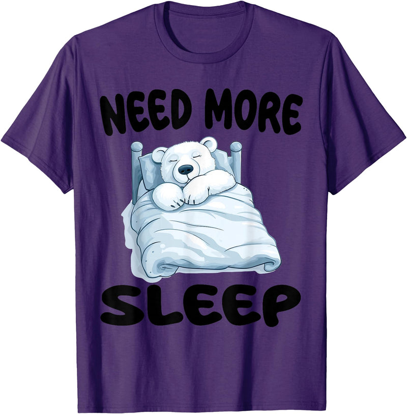 Polar Bear Pajamas & Nightgown .Co Cute Polar Bear Need More Sleep Pajamas Nightgown T-Shirt - Purple