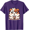 Cute Kawaii Animals Drinking Boba Tea Co. Cute Kawaii Chibi Guinea Pig Drinking Boba Tea T-Shirt - Purple