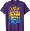 Aloha Animal Hawaii Flower Chain Hula Dance Art Hawaii Animal Haku Lei Grass Skirt Hula Dance Aloha Cow T-Shirt - Purple