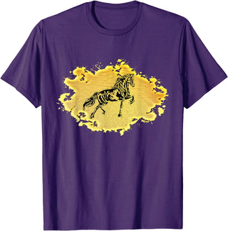 Horses + Girls Women Gift Kids Men Boys Horse Motif T-Shirt - Purple