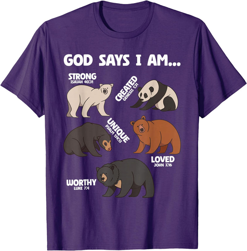 Christian Bears Lover Gift God Says I Am Bears Lover Men Women Christian T-Shirt - Purple