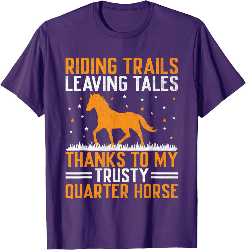 American Quarter Horse Riding Racing Horses American Quarter Horse Owner Horse Riding Horses Racing T-Shirt - Purple