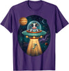Cow Astronaut Alien Abduction Space Apparel FUUNY Cow Astronaut UFO Abducting Alien Space Farm T-Shirt - Purple