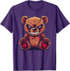 Cartoon Teddy Art I Grumpy Teddy Evil Teddy Bear T-Shirt - Purple