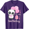 Birthday Gifts for Girls by Content Design Studio Birthday Girl 8 Panda Pink Balloons T-Shirt - Purple