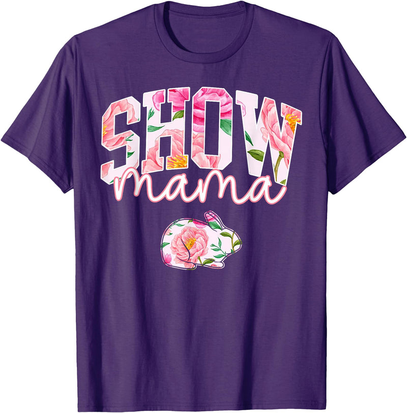 Stock Show Rabbit Mom Livestock County Bunny Mama Floral T-Shirt in Purple