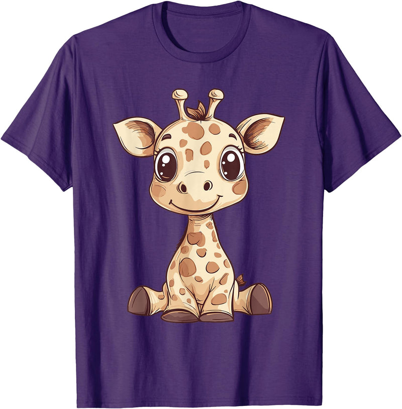 Cute Giraffe for Kids Design Kids Giraffe T-Shirt - Purple
