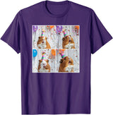 Animal Photobooth Love Guinea Pigs Men Women Kids Funny Guinea Pig Face Pet Cavy Mom Guinea Pig Birthday T-Shirt - Purple