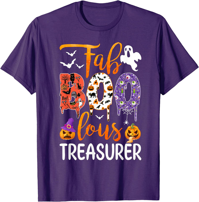 Fab Boo Lous Halloween Costume Fab Boo Lous Treasurer Boo Ghost Pumpkin Halloween T-Shirt - Purple