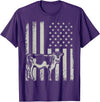 American Bull Riding Cowboy 4th of July USA Flag Proud Patriotic Cattle Bull Cow Farmer Lover American Flag T-Shirt - Purple