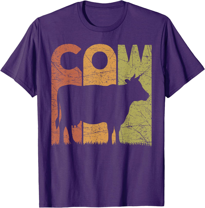 Cow Farming Vintage Cow Lover Retro Designs. Cow Vintage Cow Farmer Retro Dairy Farmer T-Shirt - Purple