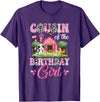 Cow First Birthday Girl Family Cousin Of The Birthday Girl 1St Birthday Cow Farm Family T-Shirt - Purple