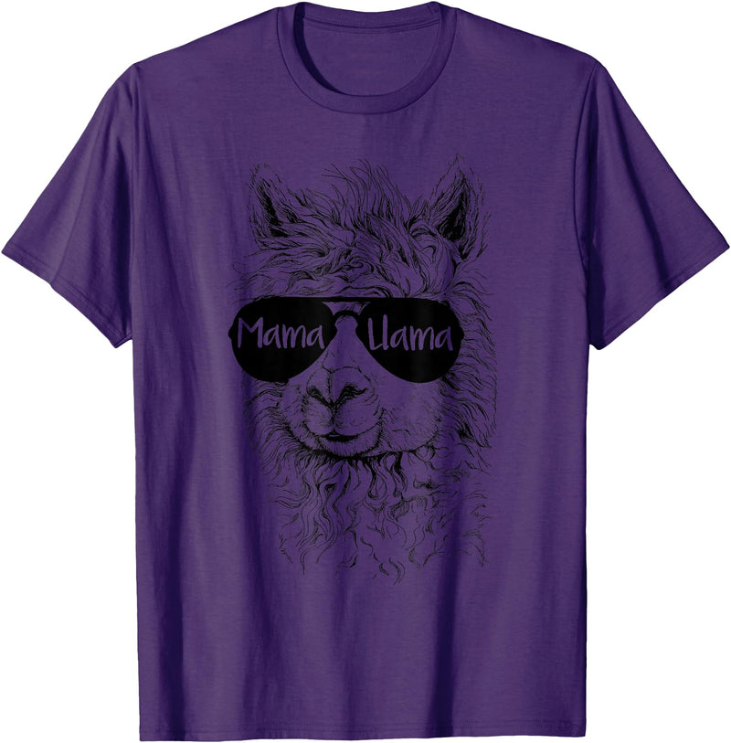 Mama Llama Funny Animal Apparel Llama Lover Mama Llama T-Shirt - Purple