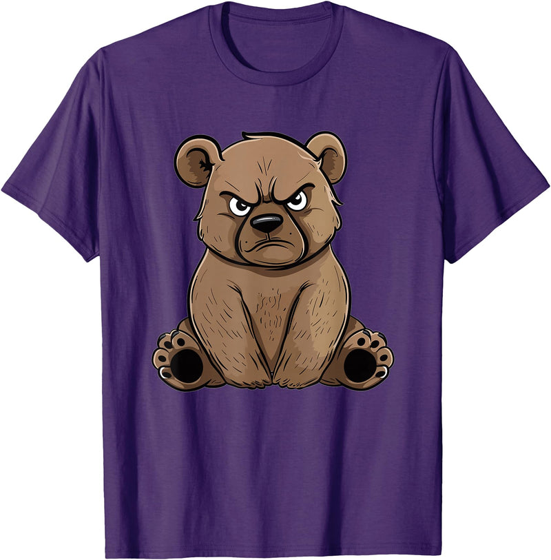 Colorful Grizzly Bear Art I Kids Grizzly Bear Grumpy Grizzly Bear T-Shirt - Purple