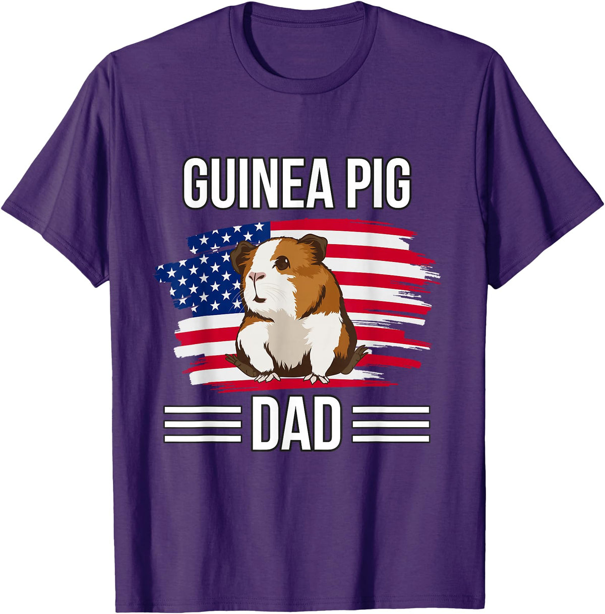 Funny Guinea Pigs Outfits Cavy US Flag 4th Of July Father's Day Guinea Pig Dad T-Shirt - Purple