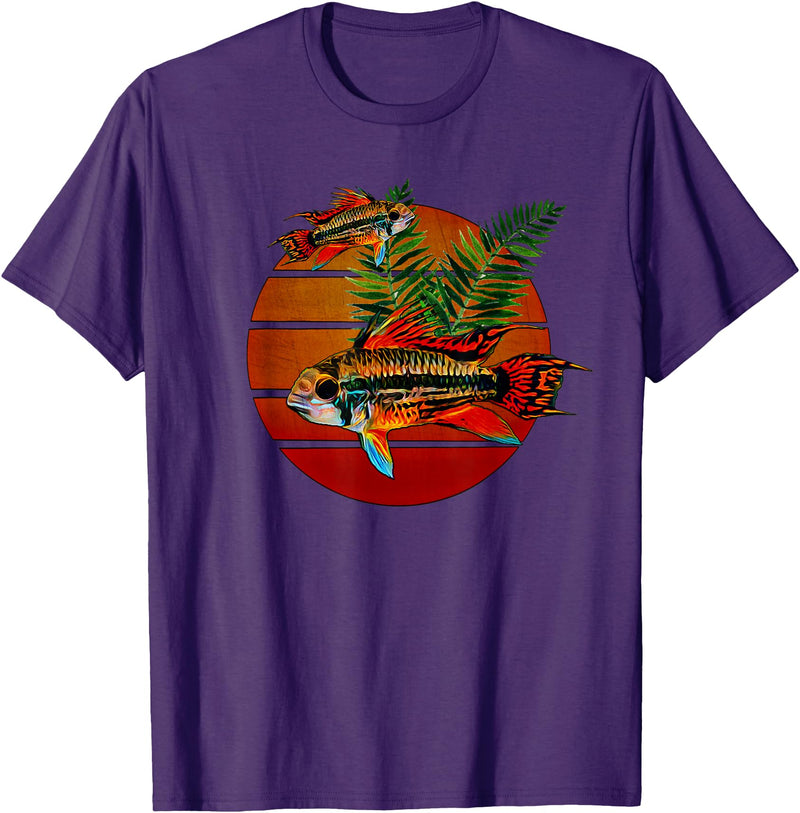 Dwarf Cichlids Tees Cockatoo Dwarf Cichlids Apistogramma Lover Aquarium Cichlids T-Shirt - Purple