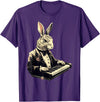 Cute Rabbit Bunny Playing Piano Rabbits Musician Music T-Shirt in Purple