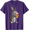 Cute Rabbit Beer Lover Bunny Graphic T-Shirt in Purple