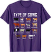 COW Designs By ShirtZilla Types of Cows Shirt Farmer Tee Shirt Costume Cow T-Shirt - Purple