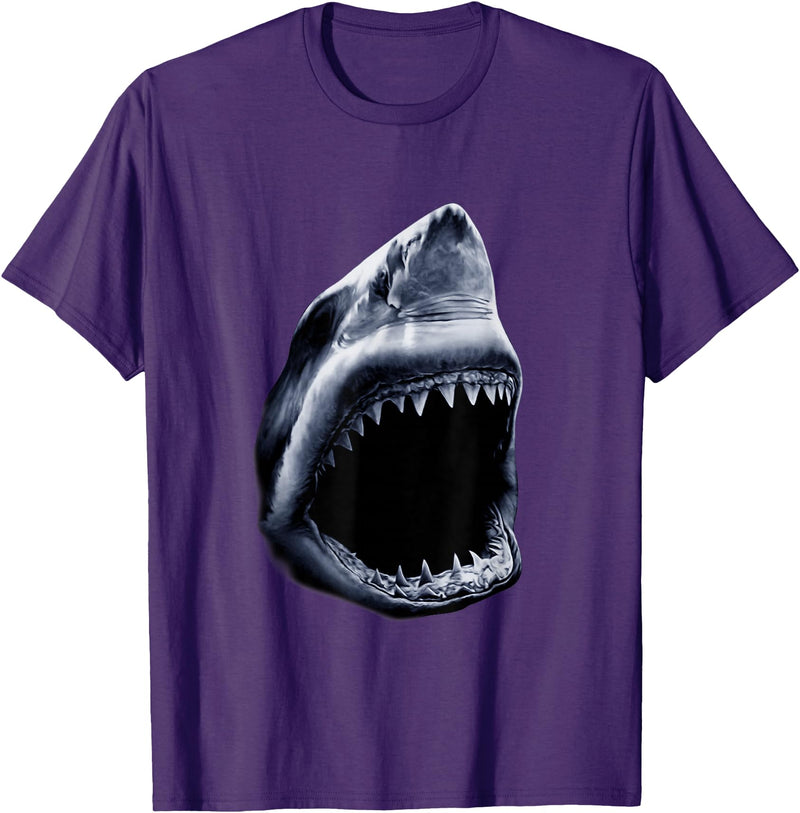 Shark Vibes Great Shark Face Graphic Ocean Bite Lovers Giant T-Shirt - Purple