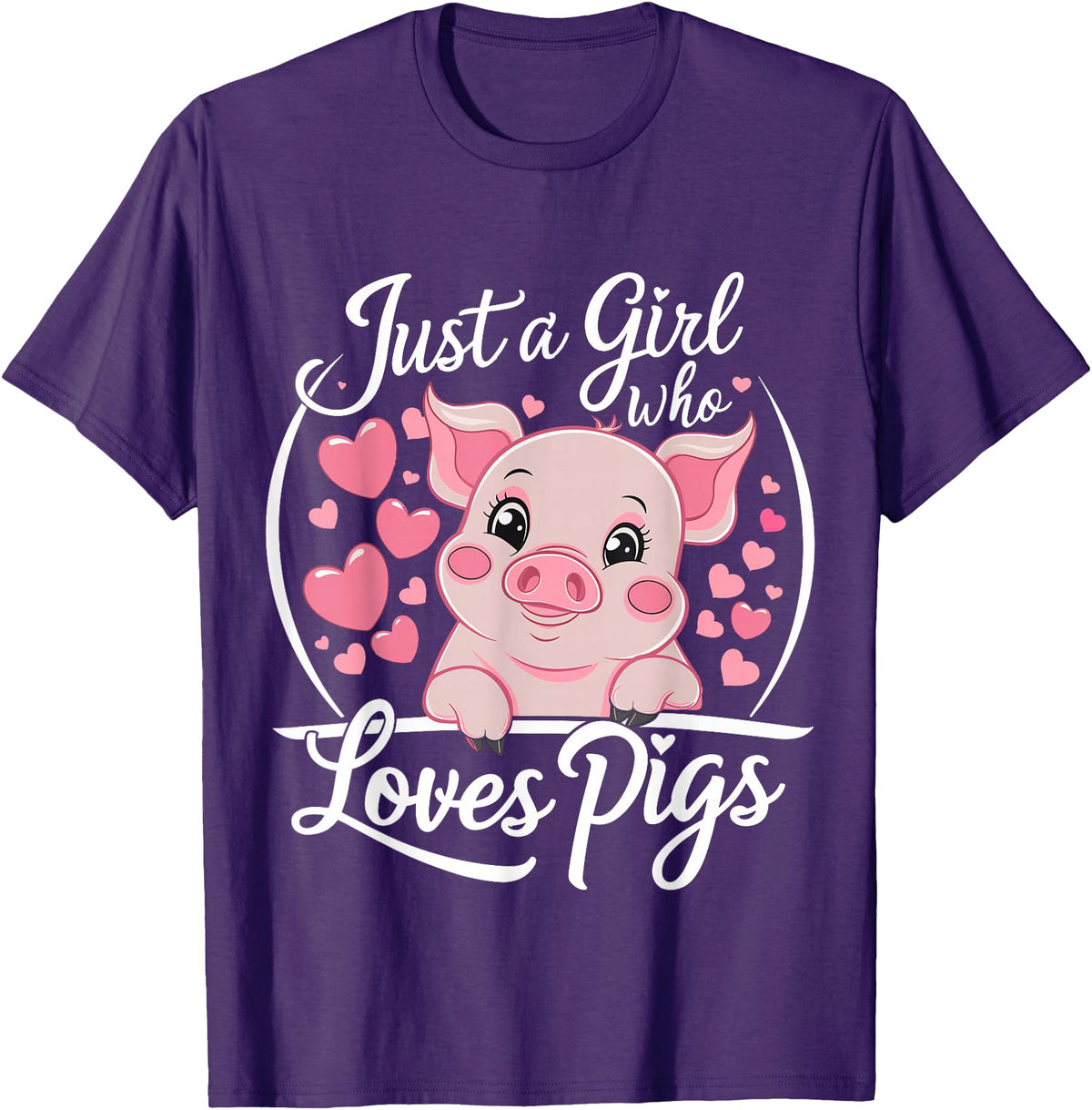 Funny Pig Lover & Owner Pig Lover Just A Girl Who Loves Pigs T-Shirt - Purple