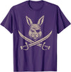 Vintage Pirate Rabbit and Crossbones Bunny Mom T-Shirt in Purple