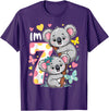 Koala Bear Lover Gift Co. Koala Bear 7th Birthday Girl 7 Year Old Birthday Cute Koalas T-Shirt - Purple