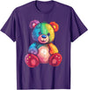 Cute Teddy Bear I Teddy Art I Kids Teddy Bear Colorful Teddy Bear T-Shirt - Purple