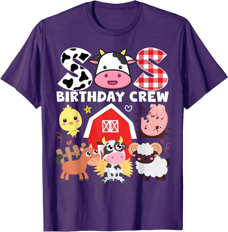 Farm Animals Cow Themed Birthday Party Family Tees Cow Sis Birthday Crew Farm Theme Animals Birthday Party Kids T-Shirt -