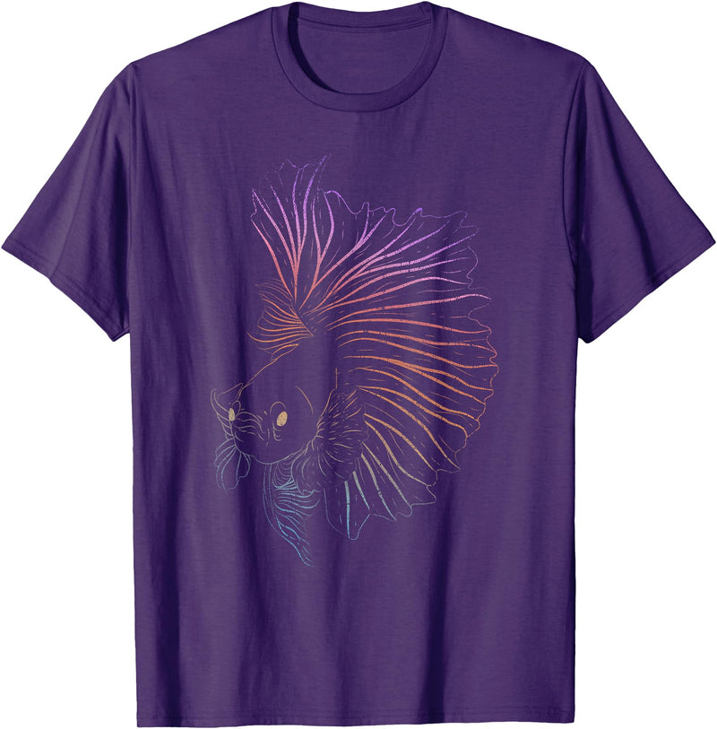 Aquarium Fish Betta Fish Gift Idea Aquarium Owner Siamese Fighting Fish Lover Betta Fish T-Shirt - Purple