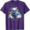 Colorful artistic polar bear gamer animal motifs Gaming Polar Bear Colorful Headset Art Gamer Polar Bear T-Shirt - Purple