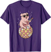 DiscoballAxis1 Funny Pig Disco Dancing Ball Groovy Retro 80s Costume T-Shirt - Purple