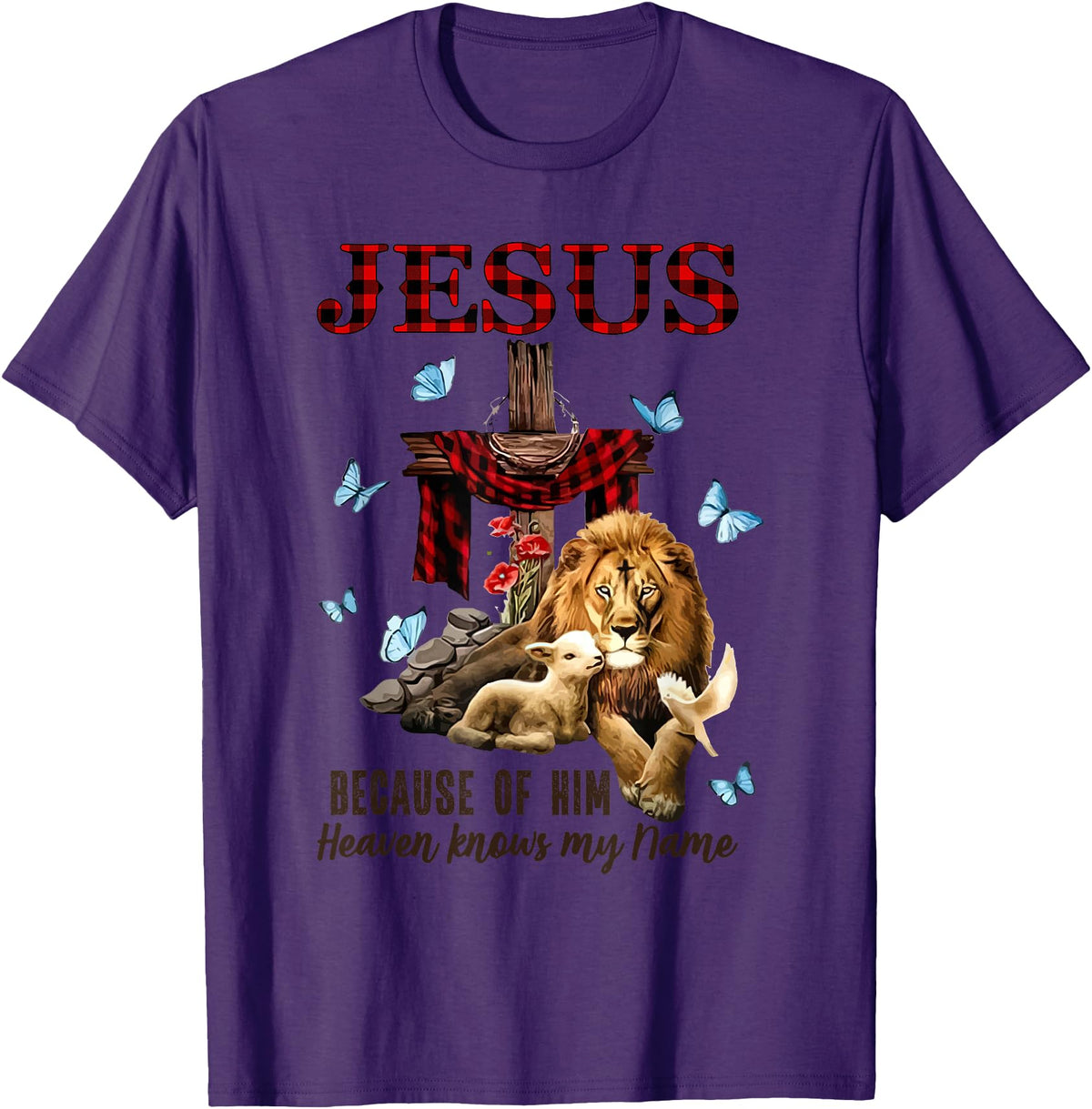 Unknow FAITH Jesus Lion Lamb Heaven Know My Name T-Shirt - Purple