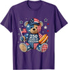 Patriotic Bear USA Vintage Co 250 Years of Freedom Patriotic Bear USA Retro T-Shirt - Purple