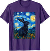Bunny Rabbit Van Gogh Style Starry Night Cute Graphic T-Shirt in Purple