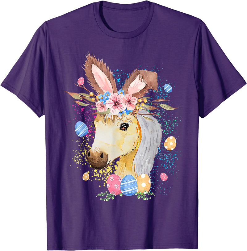 Happy Easter Bunny Horse Funny Rabbit for Men Women Kids T-Shirt in Purple